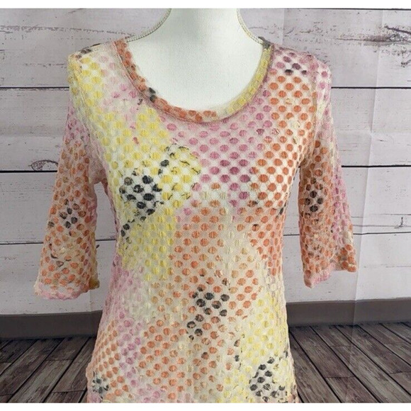 John Paul Richard Top Blouse Womens Large Multicolor Mesh Knit Costal Breathable - Picture 3 of 12